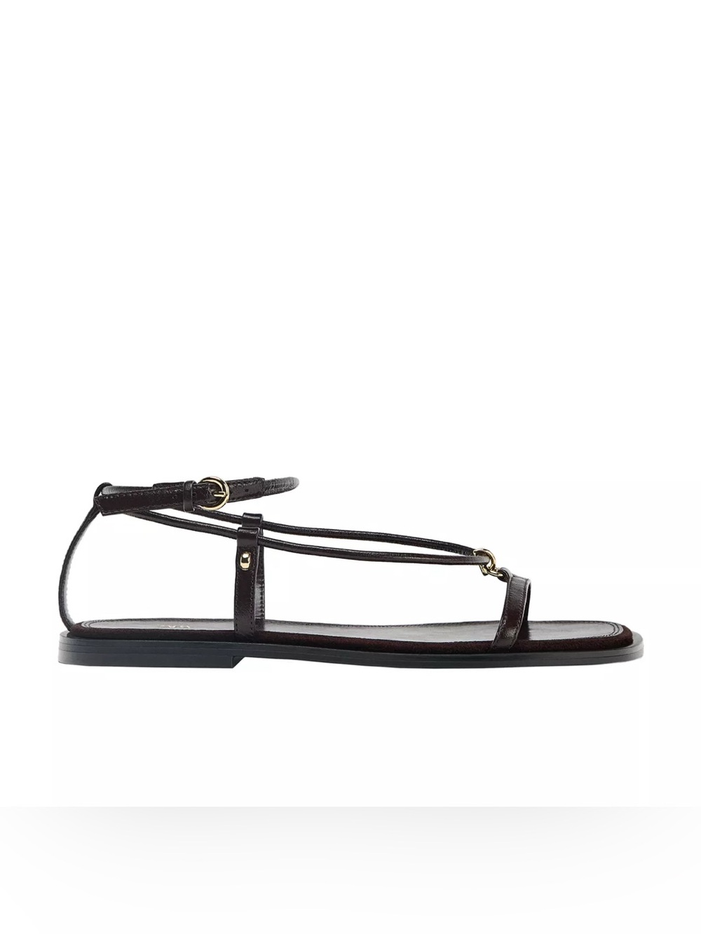 Dark brown leather strappy flat sandals - Picture 4 of 7